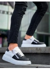 KB-X155  Siyah Cilt Beyaz Cilt Detaylı Beyaz Yüksek Taban Günlük Spor Ayakkabı