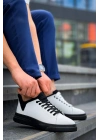 KB-X204  Beyaz Siyah Keten Siyah Yüksek Taban Günlük Erkek Spor Ayakkabı