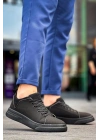 KB-X204  Siyah Keten Siyah Yüksek Taban Günlük Erkek Spor Ayakkabı