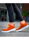 KB-X204  Turuncu Keten Beyaz Yüksek Taban Günlük Erkek Spor Ayakkabı
