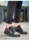 KB-X46  Siyah Gri Yüksek Siyah Taban Günlük Spor Ayakkabı