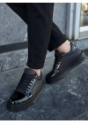 KB-X46  Siyah Rugan Yüksek Siyah Taban Günlük Spor Ayakkabı