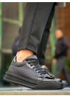 KB-X46  Siyah Rugan Yüksek Siyah Taban Günlük Spor Ayakkabı