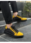 KB-X46  Siyah Sarı Yüksek Siyah Taban Günlük Spor Ayakkabı