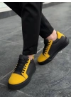 KB-X46  Siyah Sarı Yüksek Siyah Taban Günlük Spor Ayakkabı