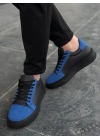 KB-X46  Siyah Sax Mavi Yüksek Siyah Taban Günlük Spor Ayakkabı