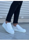 KB-X502   Beyaz Cilt Yüksek Beyaz Taban Bağcık Detaylı Lastikli Günlük Erkek Ayakkabı