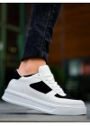 KB-X8  Beyaz Siyah Cilt Yüksek Taban Günlük Spor Ayakkabı