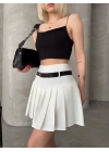 Kemerli pikseli şort etek