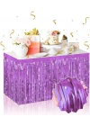 Kendinden Yapışkanlı Mor Metalize Püsküllü Masa Eteği – 75 X 275 Cm Parti Süslemesi