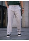 Keten Cepli Çıma Dikişli jogger Buggy Pantalon Rahat kalıp - Gri