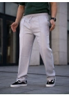 Keten Cepli Çıma Dikişli jogger Buggy Pantalon Rahat kalıp - Gri