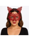 Kırmızı Dantel Kedi Maskesi Ve Dantel Taç Seti 8 No – Kadın Kostüm Aksesuarı