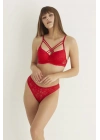 Kırmızı Destekli Çift Çapraz Dantelli Sütyen Takımı 4307