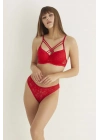 Kırmızı Destekli Çift Çapraz Dantelli Sütyen Takımı 4307