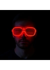 Kırmızı Led Işıklı Parti Gözlüğü - Neon 3 Modlu