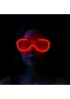Kırmızı Led Işıklı Parti Gözlüğü - Neon Glow Şerit Gözlük 3 Modlu