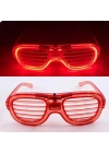 Kırmızı Led Işıklı Parti Gözlüğü - Neon Glow Şerit Gözlük 3 Modlu
