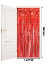 Ekstra Metalize Parlak Saçaklı Arka Fon Perde Kırmızı