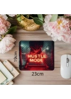 Kırmızı Neon Hustle Mode Yazılı Mousepad - 19x23 cm 2 mm Dikdörtgen İthal Baskılı Mouse Pad