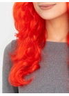 Kırmızı Renk Uzun Dalgalı Parti Peruğu