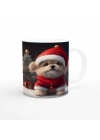 Kırmızı Şapkalı Mini Noel Köpeği Baskılı Kupa Bardak