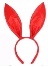 Kırmızı Saten Şekil Verilebilir Tavşan Kulak Taç