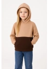 Kız Çocuk Kapüşonlu Kanguru Çepli Parçalı SweatShirt - Renkli