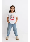 Kız Labubu Çocuk Baskılı T-Shirt - Beyaz