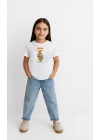 Kız Labubu Çocuk Baskılı T-Shirt - Beyaz