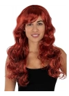 Kızıl Renk Kahküllü Dalgalı Uzun Parti Peruğu
