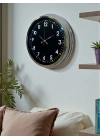 ® Klasik 40 Cm Krom Şık Metal Duvar Saati
