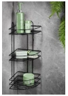 Köşelik Banyo 3 Raflı Siyah Metal Royaleks-56574