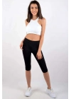 Kota Kadın Kapri Sporcu Likralı Düz Tayt Siyah 4005