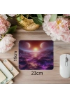 Kraterli Mor Renkli Ay Mouse Pad - 19x23 cm 2 mm Dikdörtgen İthal Baskılı Mouse Pad