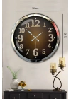 ® Krom Işıltılı Zaman 52 Cm Metal Duvar Saati