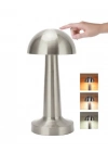 ® Krom Mantar Masa Lambası Dokunmatik 3 Renk LED Şarjlı Taşınabilir Gece Lambası