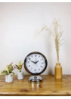 ® Krom Metal Çini Desen Masa Saati 25×20 cm