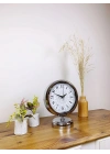 ® Krom Metal Çini Desen Masa Saati 25×20 cm