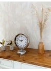 ® Krom Metal Desenli Masa Saati 25×20 cm