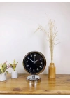 ® Krom Metal Gece Siyahı Masa Saati 25×20 cm