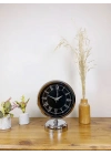 ® Krom Metal Siyah Retro Masa Saati 25×20 cm