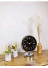 ® Krom Metal Siyah Retro Masa Saati 25×20 cm