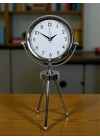 ® Krom Modern Classic Üç Ayaklı Metal Masa Saati