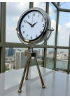 ® Krom Modern Classic Üç Ayaklı Metal Masa Saati