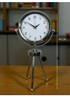 ® Krom Modern Classic Üç Ayaklı Metal Masa Saati