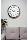 ® Krom Roma Rakamlı 40 Cm Metal Modern Duvar Saati