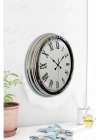 ® Krom Roma Rakamlı 40 Cm Metal Modern Duvar Saati