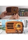 ®  Küçük Boy Retro, Nostaljik, Ahşap Tasarım Bluetooth Hoparlörlü, Şarjlı, Taşınabilir Büyük Döndürülebilen Düğmeli FM/AM Destekli Radyo NS3380