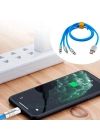 ® Kutulu  3 Şarj Aleti 1 Arada Çinko Alaşım Hızlı Şarj Kablosu Mavi 3 in 1